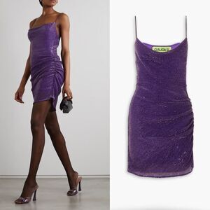 Gauge81 Dress Perry Purple Ruched Sequined Sleeveless Mini Party Dress Size S